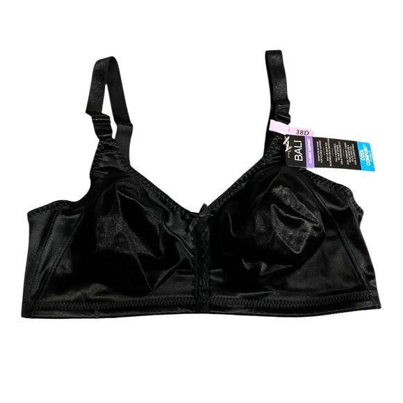 Bali Bra Womens Size 38D Double Support Full Figure Wireless DF3820 Black Bra - Picture 1 of 10